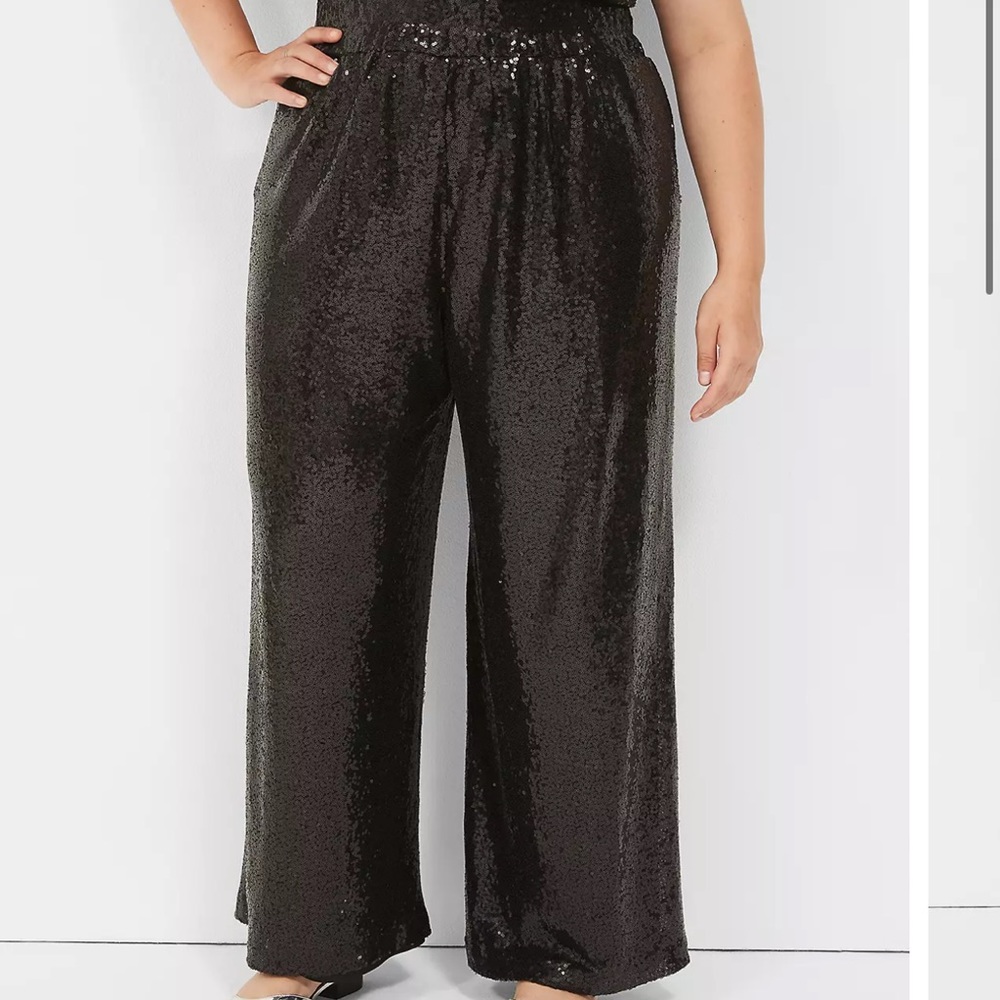 Lane Bryant black Pull-On Sequin Wide Leg Pant - size 18 item # 45